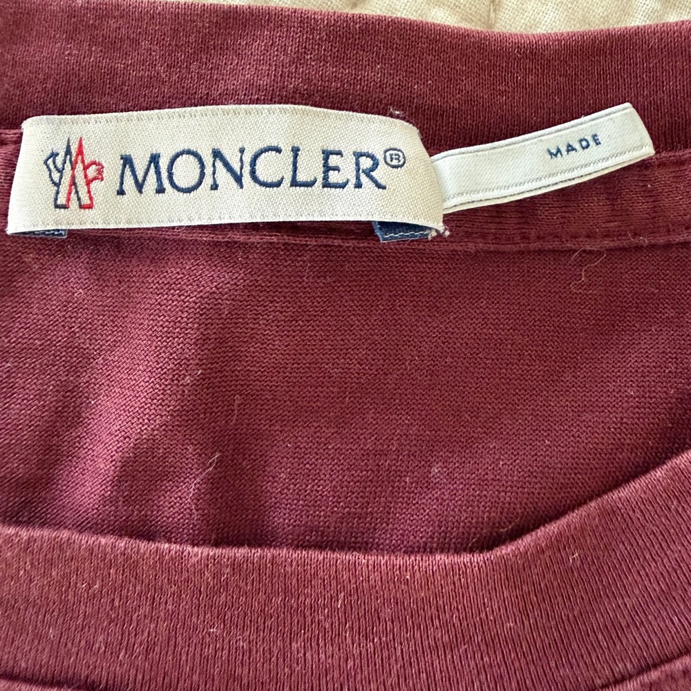Moncler Maroon Tee with Logo Patch - image 3